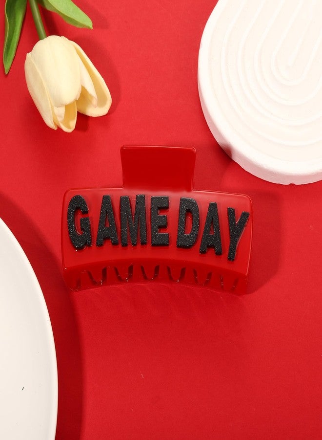 فالين مشبك شعر فالين ليوم المباراة للنساء، 4 بوصات، مشبك شعر رياضي لكرة القدم، أحمر وأسود، مشبك شعر أكريليك، إكسسوارات شعر لأمهات لاعبي كرة القدم، ملابس يوم المباراة، هدايا حفلات رياضية - Image 4